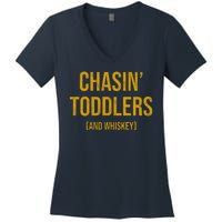 Chasin Toddlers And Whiskey Funny Parent Women's V-Neck T-Shirt