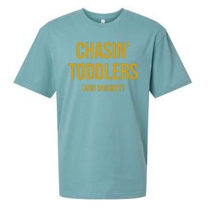 Chasin Toddlers And Whiskey Funny Parent Sueded Cloud Jersey T-Shirt