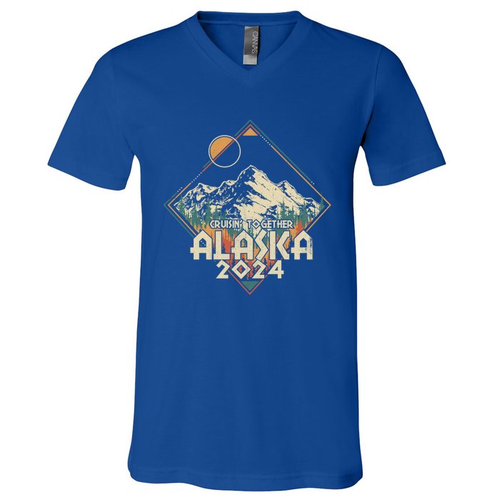 Cruisin Together Alaska 2024 Alaskan Cruise Trip Matching Cute Gift V-Neck T-Shirt