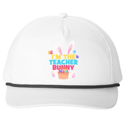 Cute Teacher Bunny I'm The Teacher Bunny Easter Teachers Meaningful Gift Snapback Five-Panel Rope Hat