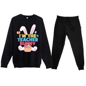 Cute Teacher Bunny I'm The Teacher Bunny Easter Teachers Meaningful Gift Premium Crewneck Sweatsuit Set