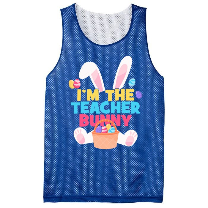 Cute Teacher Bunny I'm The Teacher Bunny Easter Teachers Meaningful Gift Mesh Reversible Basketball Jersey Tank