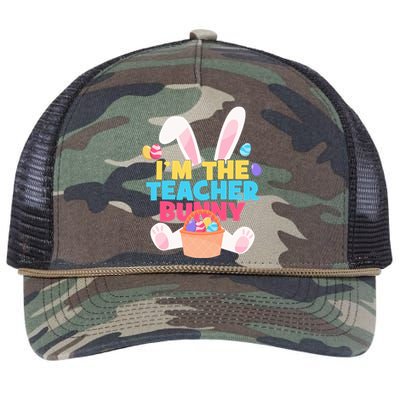 Cute Teacher Bunny I'm The Teacher Bunny Easter Teachers Meaningful Gift Retro Rope Trucker Hat Cap