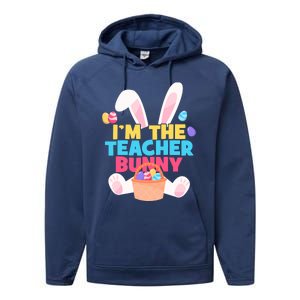 Cute Teacher Bunny I'm The Teacher Bunny Easter Teachers Meaningful Gift Performance Fleece Hoodie