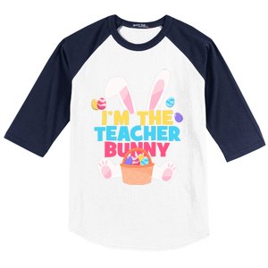 Cute Teacher Bunny I'm The Teacher Bunny Easter Teachers Meaningful Gift Baseball Sleeve Shirt