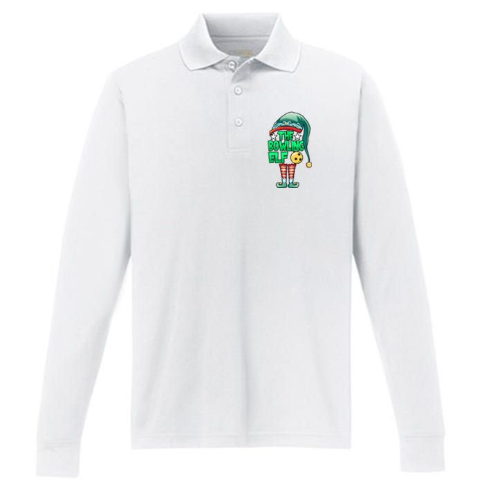 Christmas The Bowling Elf Costume Bowlers Bowling Strike Performance Long Sleeve Polo