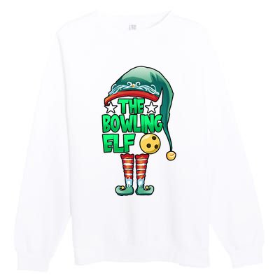 Christmas The Bowling Elf Costume Bowlers Bowling Strike Premium Crewneck Sweatshirt