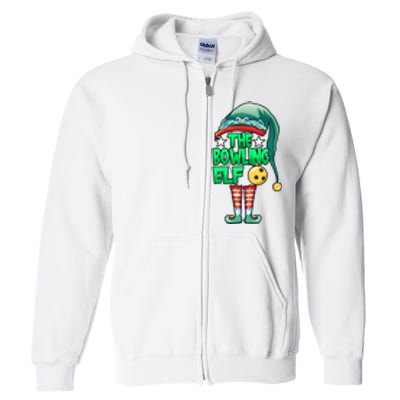 Christmas The Bowling Elf Costume Bowlers Bowling Strike Full Zip Hoodie