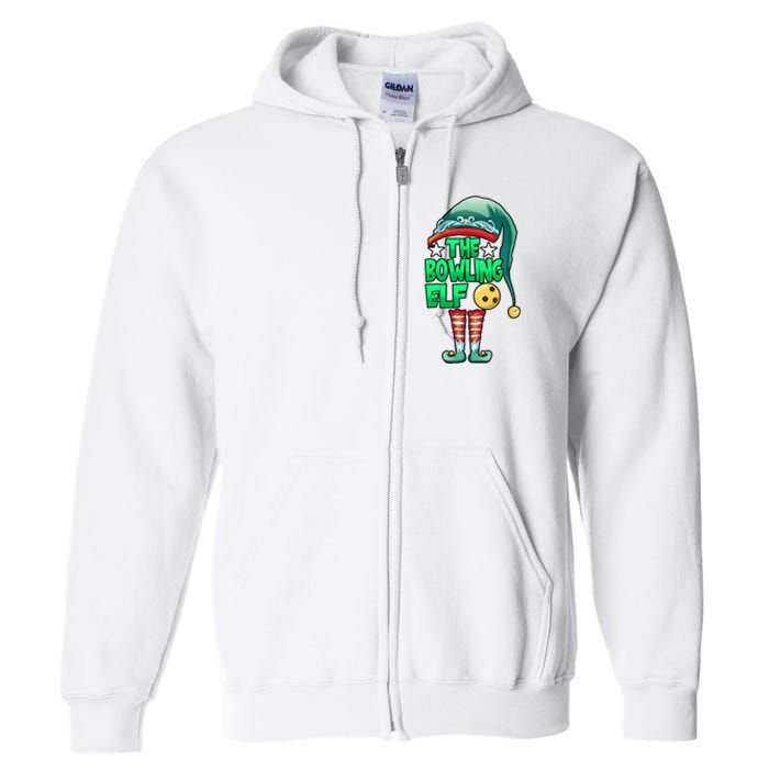 Christmas The Bowling Elf Costume Bowlers Bowling Strike Full Zip Hoodie