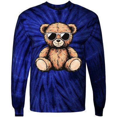 Cool Teddy Bear Casual Cute Funny Graphic Tie-Dye Long Sleeve Shirt