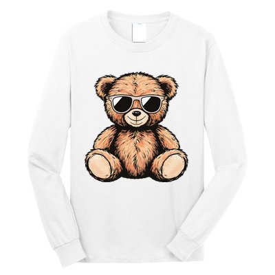 Cool Teddy Bear Casual Cute Funny Graphic Long Sleeve Shirt