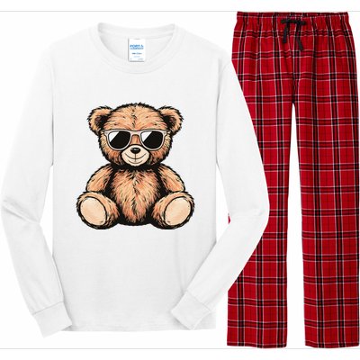 Cool Teddy Bear Casual Cute Funny Graphic Long Sleeve Pajama Set