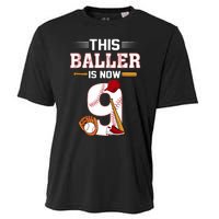 Cool This Baller Is Now 9 Baseball 9th Birthday Cooling Performance Crew T-Shirt