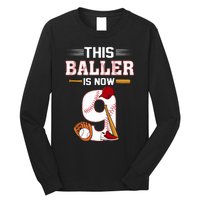 Cool This Baller Is Now 9 Baseball 9th Birthday Long Sleeve Shirt