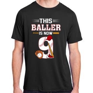 Cool This Baller Is Now 9 Baseball 9th Birthday Adult ChromaSoft Performance T-Shirt