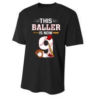 Cool This Baller Is Now 9 Baseball 9th Birthday Performance Sprint T-Shirt