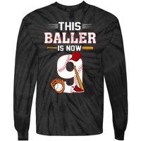 Cool This Baller Is Now 9 Baseball 9th Birthday Tie-Dye Long Sleeve Shirt