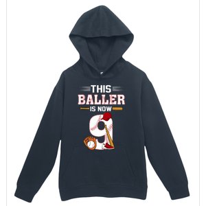 Cool This Baller Is Now 9 Baseball 9th Birthday Urban Pullover Hoodie