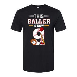 Cool This Baller Is Now 9 Baseball 9th Birthday Softstyle CVC T-Shirt