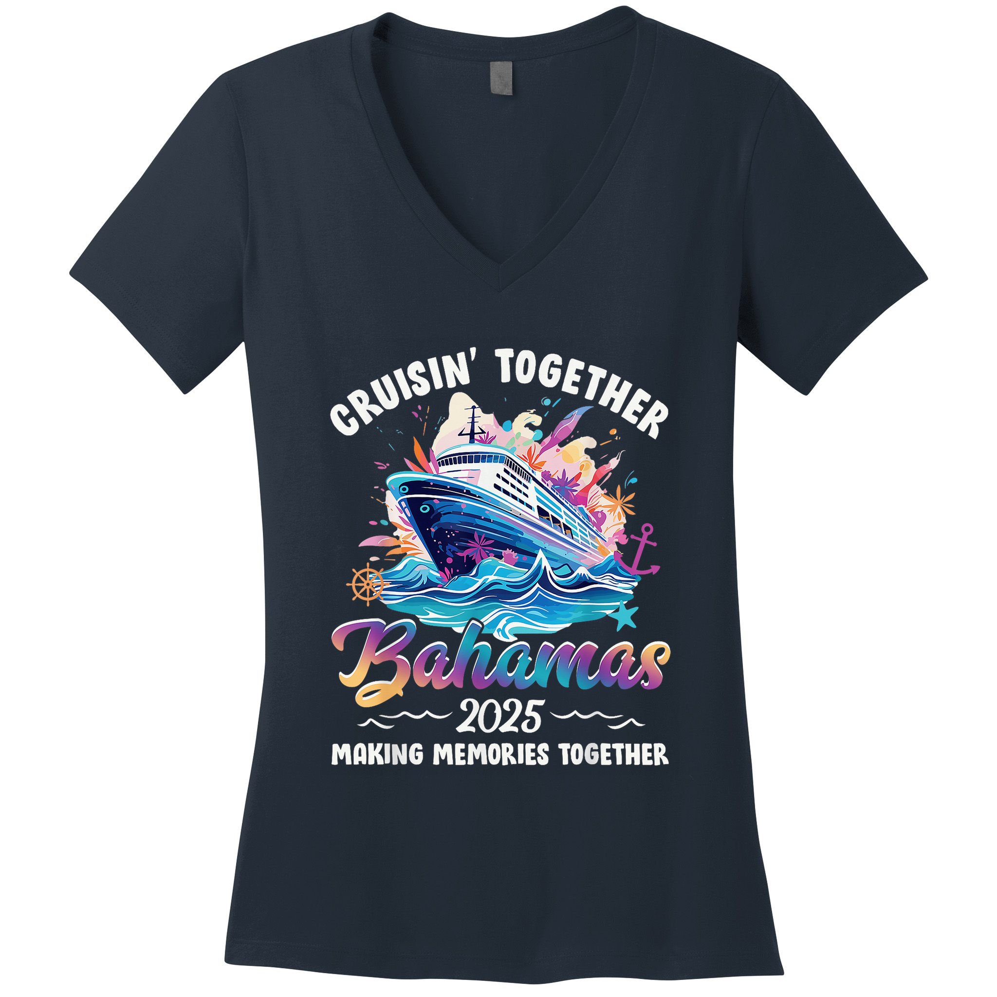 Cruisin Together Bahamas Vacation Beach 2025 Memories Squad Women's V-Neck T-Shirt