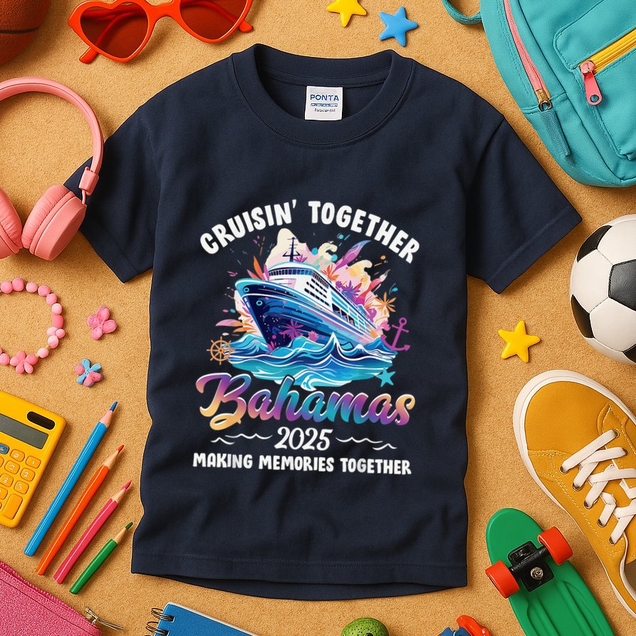 Cruisin Together Bahamas Vacation Beach 2025 Memories Squad Kids T-Shirt