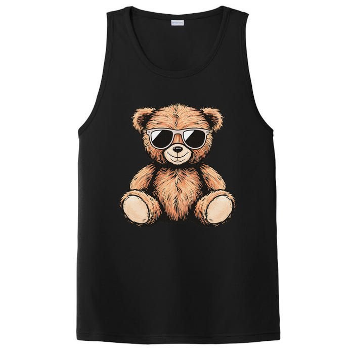 Cool Teddy Bear Women Casual Cute Funny Graphic PosiCharge Competitor Tank