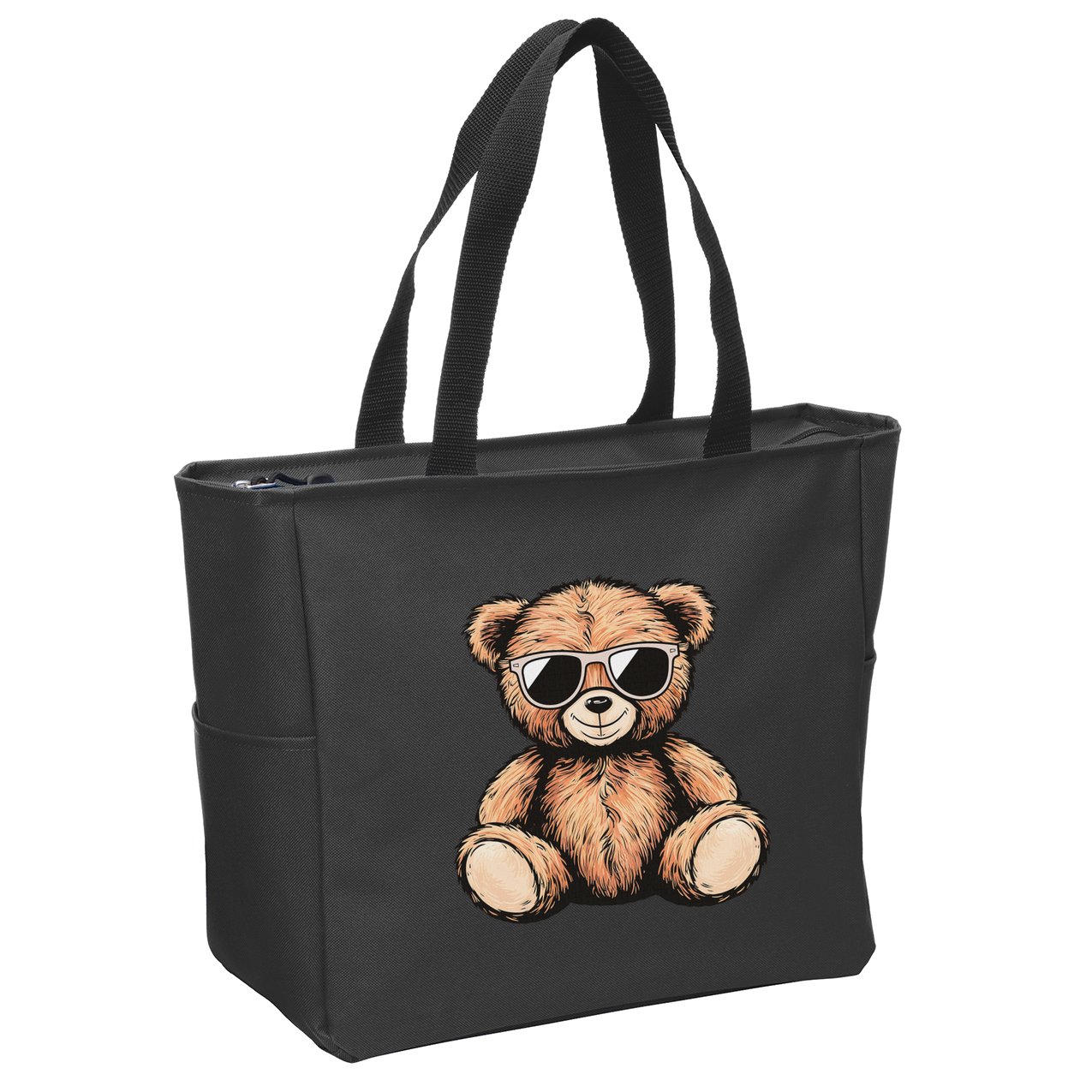 Cool Teddy Bear Women Casual Cute Funny Graphic Zip Tote Bag