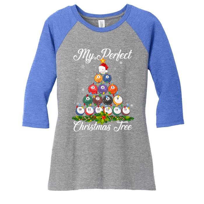 Christmas Tree Billiards Ugly Xmas Sweater Great Gift Women's Tri-Blend 3/4-Sleeve Raglan Shirt