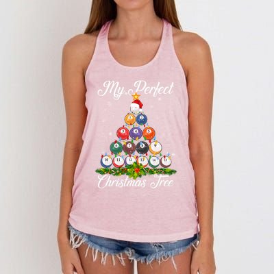 Christmas Tree Billiards Ugly Xmas Sweater Great Gift Women's Knotted Racerback Tank