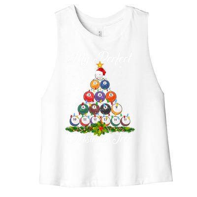 Christmas Tree Billiards Ugly Xmas Sweater Great Gift Women's Racerback Cropped Tank