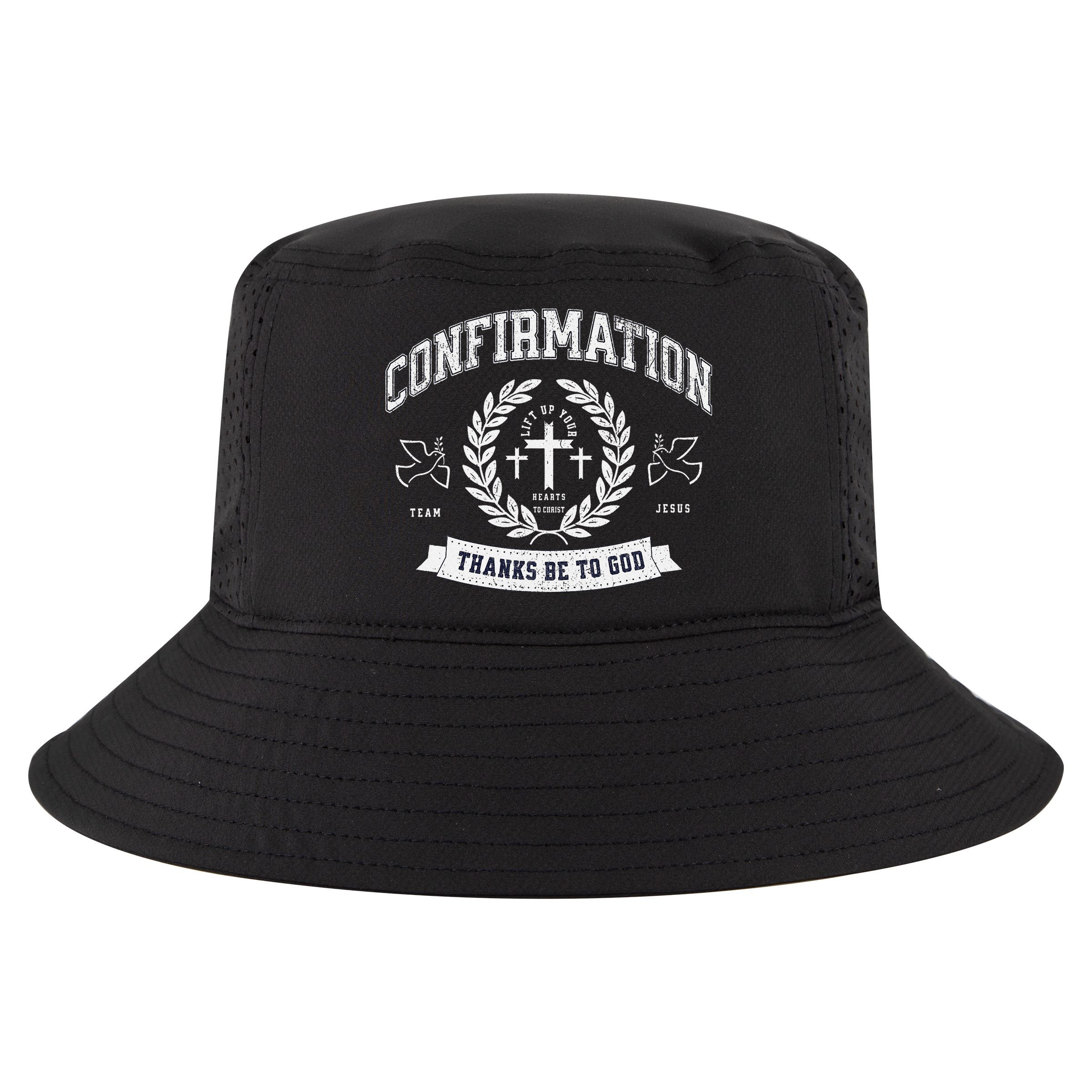 Confirmation Thanks Be To God Christian Catholic Jesus Cool Comfort Performance Bucket Hat