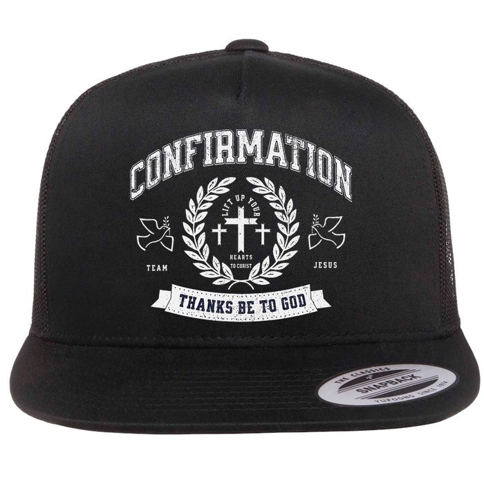 Confirmation Thanks Be To God Christian Catholic Jesus Flat Bill Trucker Hat