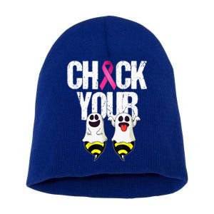 Check The Boobees Boo Bees Breast Cancer Halloween Cute Gift Short Acrylic Beanie