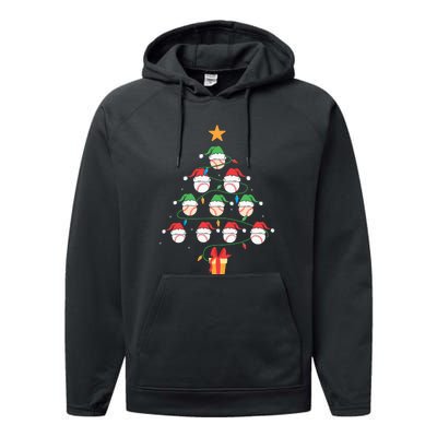 Christmas Baseball Tree Light Funny Xmas Sport Holiday Performance Fleece Hoodie