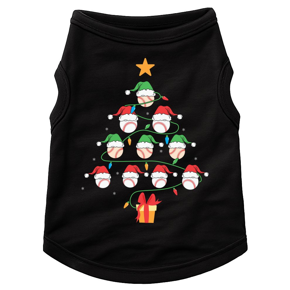 Christmas Baseball Tree Light Funny Xmas Sport Holiday Doggie Tank