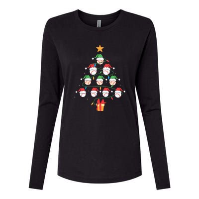 Christmas Baseball Tree Light Funny Xmas Sport Holiday Womens Cotton Relaxed Long Sleeve T-Shirt