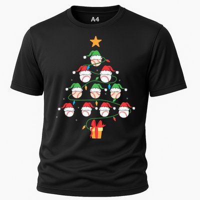 Christmas Baseball Tree Light Funny Xmas Sport Holiday Cooling Performance Crew T-Shirt