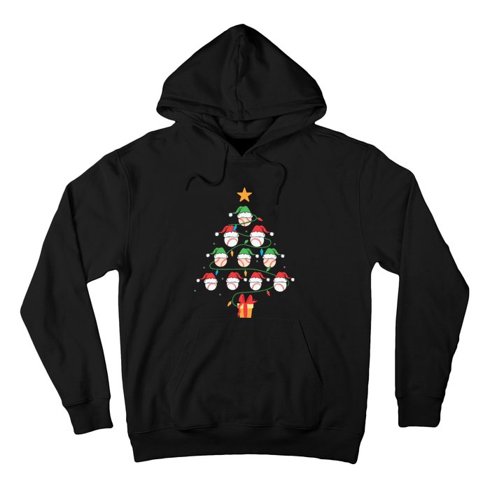 Christmas Baseball Tree Light Funny Xmas Sport Holiday Hoodie