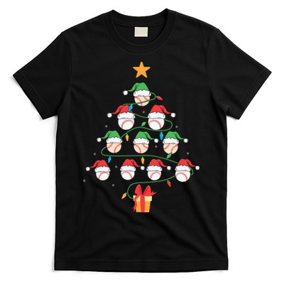 Christmas Baseball Tree Light Funny Xmas Sport Holiday T-Shirt