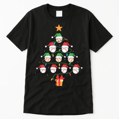 Christmas Baseball Tree Light Funny Xmas Sport Holiday Tall T-Shirt