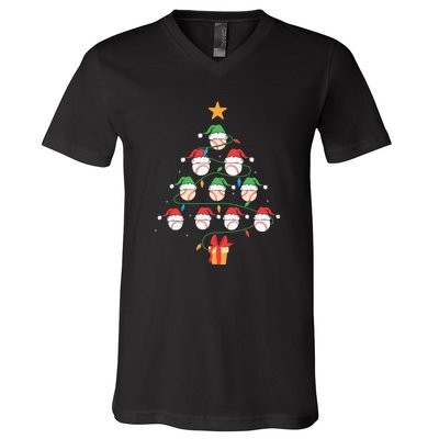 Christmas Baseball Tree Light Funny Xmas Sport Holiday V-Neck T-Shirt