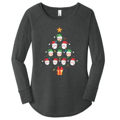 Christmas Baseball Tree Light Funny Xmas Sport Holiday Women's Perfect Tri Tunic Long Sleeve Shirt