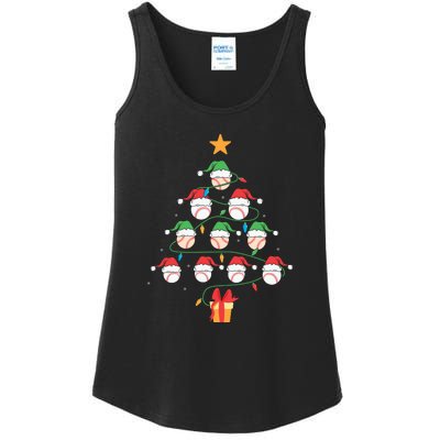 Christmas Baseball Tree Light Funny Xmas Sport Holiday Ladies Essential Tank