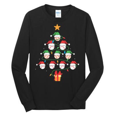 Christmas Baseball Tree Light Funny Xmas Sport Holiday Tall Long Sleeve T-Shirt