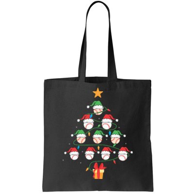 Christmas Baseball Tree Light Funny Xmas Sport Holiday Tote Bag