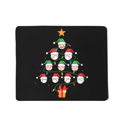 Christmas Baseball Tree Light Funny Xmas Sport Holiday Mousepad