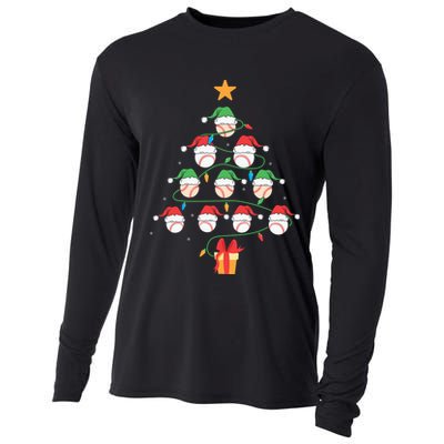 Christmas Baseball Tree Light Funny Xmas Sport Holiday Cooling Performance Long Sleeve Crew