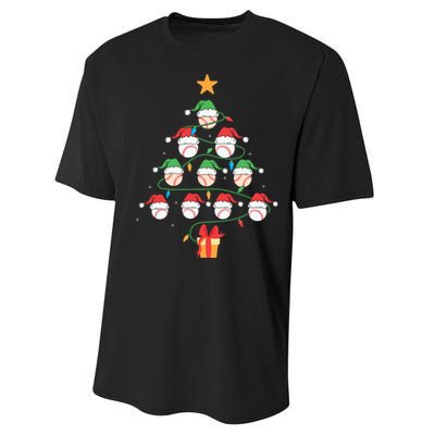 Christmas Baseball Tree Light Funny Xmas Sport Holiday Performance Sprint T-Shirt