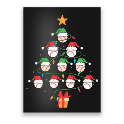 Christmas Baseball Tree Light Funny Xmas Sport Holiday Poster