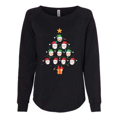 Christmas Baseball Tree Light Funny Xmas Sport Holiday Womens California Wash Sweatshirt